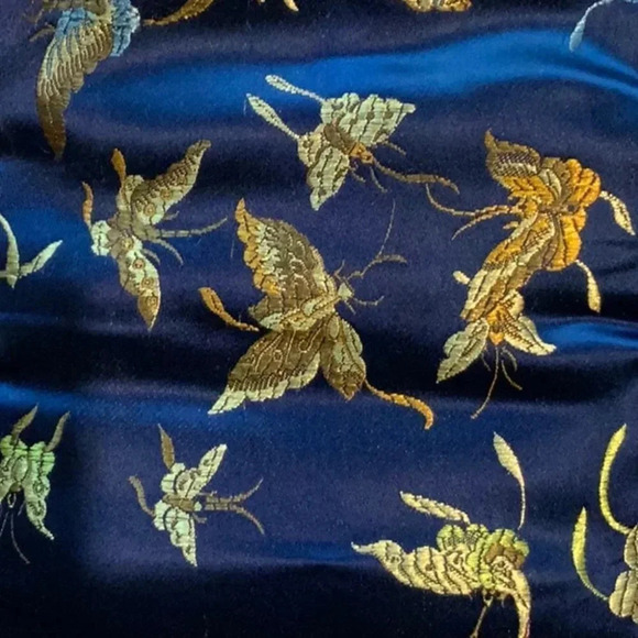 2/$30 VINTAGE Blue/Gold Butterflies Satin Jewellery Roll - Picture 11 of 12